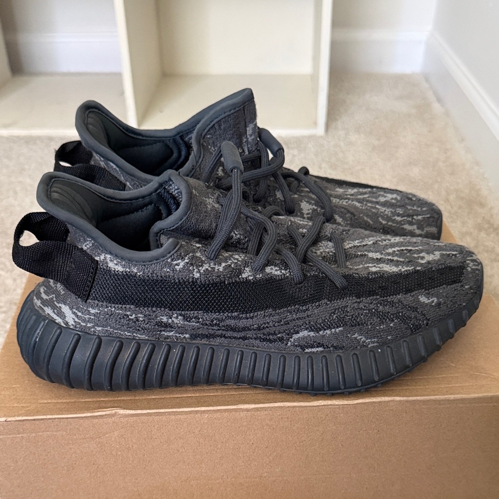 Yeezy Boost-style Black and Gray Knit Sneakers